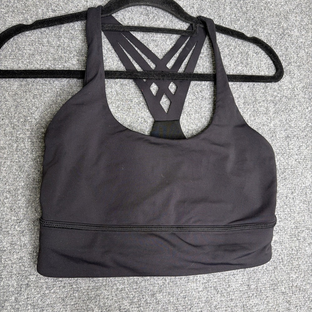 Lululemon Sports Bra Womens Size 8 Black Strappy Yoga